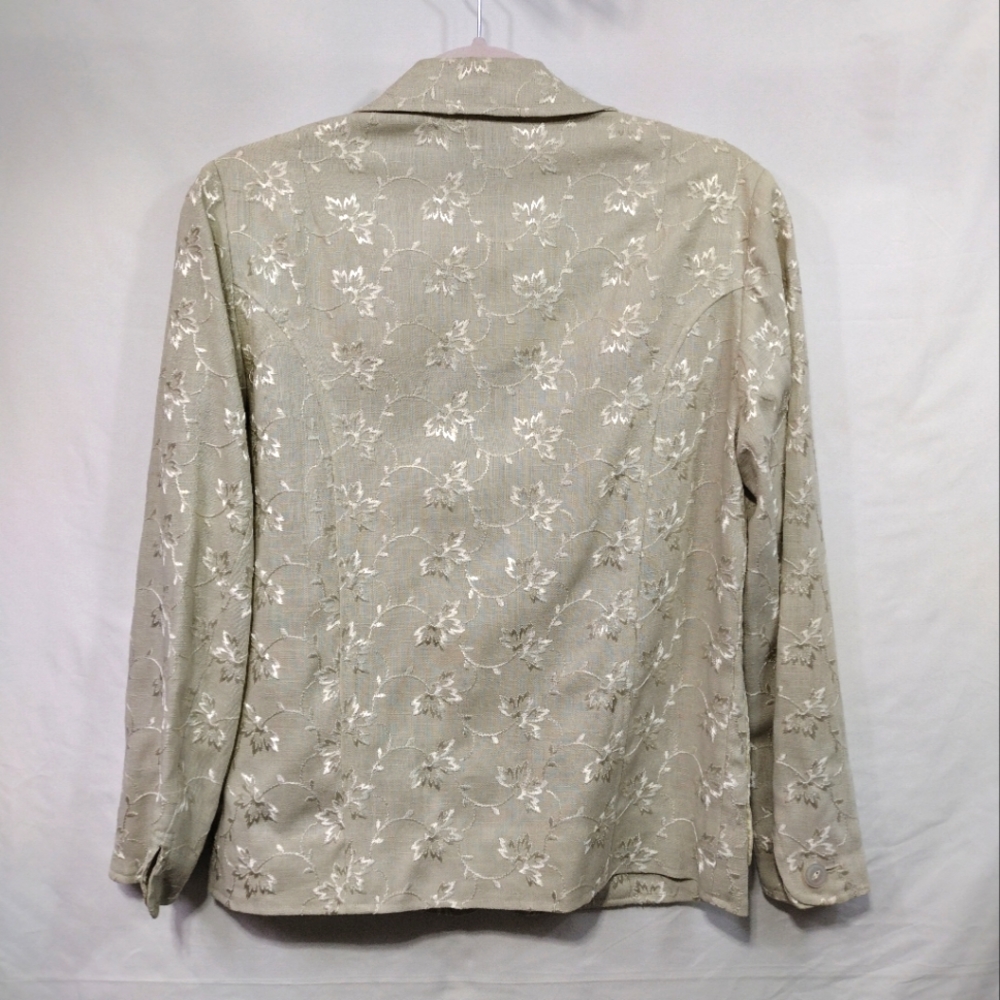 Vintage Nardis of Dallas Irish Linen Blazer Women's S Floral Embroidery 80s 90s - Picture 6 of 8